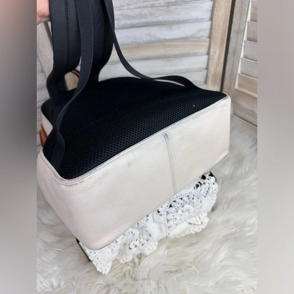White Leather Coach Court Backpack Heart Cherry Print Limited Edition - Picture 10 of 13